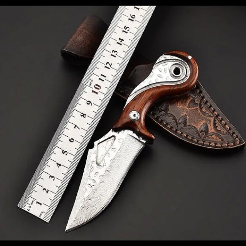 

Damascus steel outdoor knife Wild survival multi-function sharp self-defense tactical straight knife