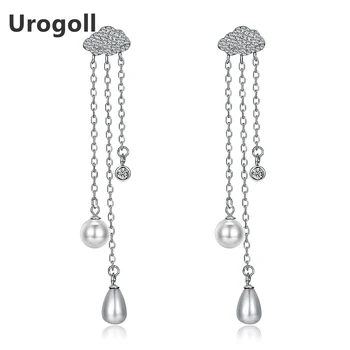 

Classic Genuine 925 Sterling Silver Cloud Pearl Combination Long Drop Earrings For Women Sterling Silver Party Jewelry Gifts