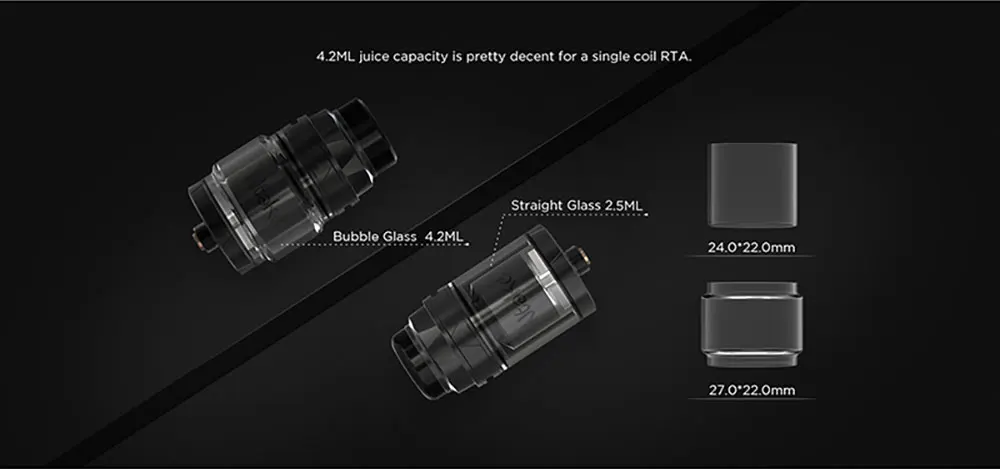 Augvape Впускной RTA бак 4,2 мл 24 мм с одной катушкой, максимальная емкость сока, герметичность, 510 нить, Атомайзеры для электронных сигарет RTA