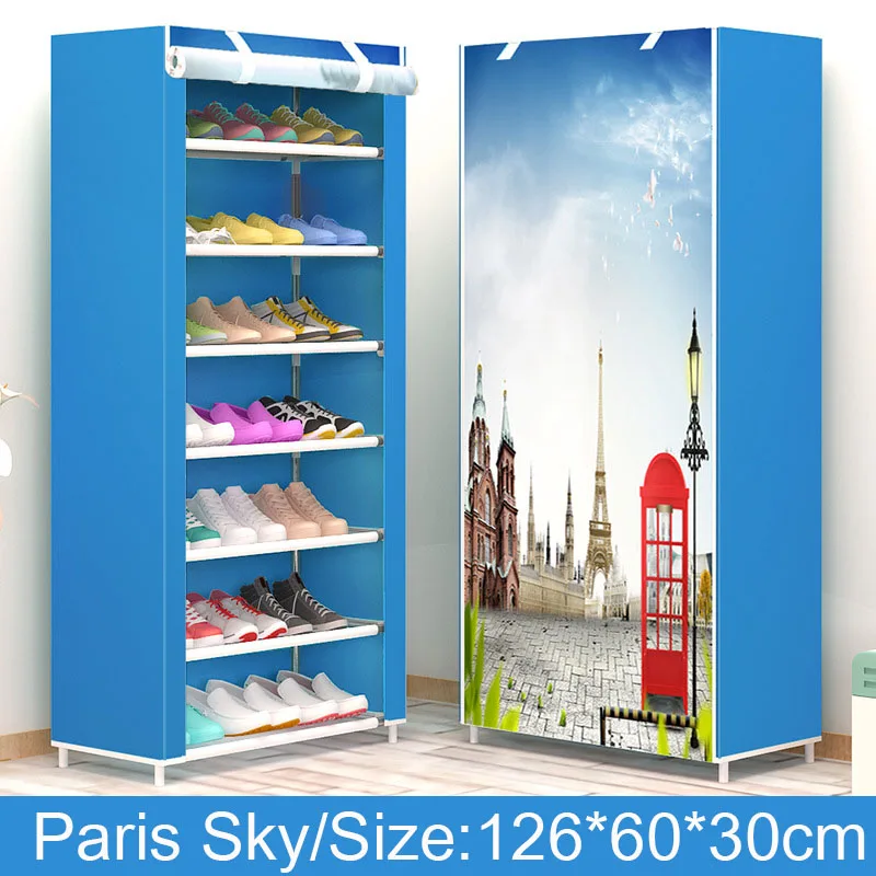 7 طبقات بسيطة خزانة خذاء الدائمة عنبر المنزل تجميعها الغبار تخزين رف المدخل الفضاء لإنقاذ أداة تنظيم الأحذية