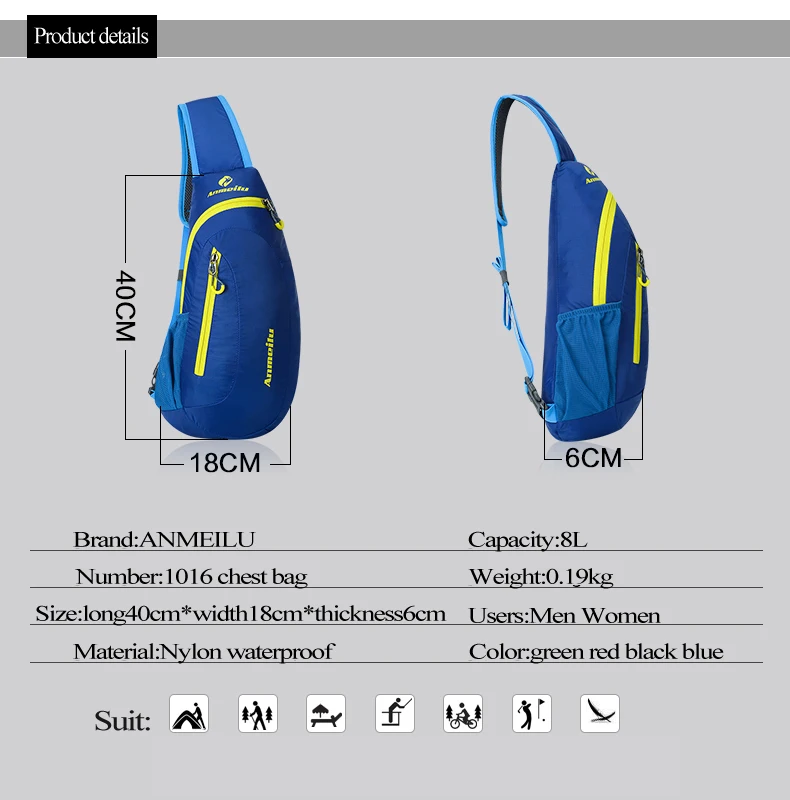 Anmeilu 8L Нейлон Велосипед сумка сверхлегкий Отдых Путешествия Велоспорт сумка Для женщин Для мужчин Спорт сундуки для хранения Pack