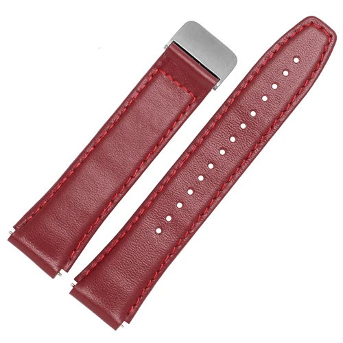Soft calf leather strap striped watch band for HUAWEI B5 smart Bracelet replacement wrist strap - Цвет ремешка: Red D