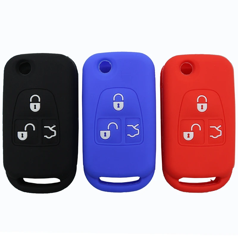 

Silicone rubber car key case cover flip fob set shell protector for Mercedes Benz ML C CL S SL SEL 3 Button car key