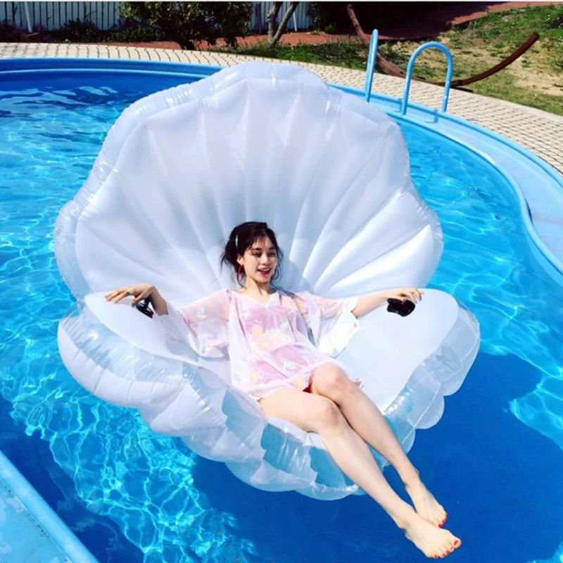 

2018 inflatable white seashells Pool Float floating Swimming Ring Air Mattress holiday beach chair party Toy for child adult