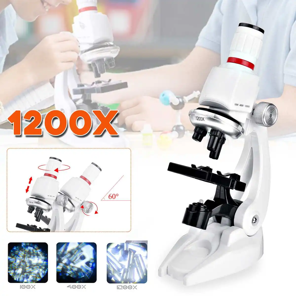 

Zeast Student 100X 400X 1200X Children Microscope Set W/ Mobile Phone Holder Science Education Gift Toys