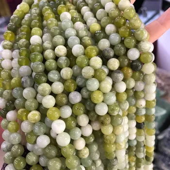 

Natural Stone Beads Russia Jades Round Loose 15" Semi Preicous Strand Size 4 6 8 10 12MM Beads for Jewelry Making DIY Bracelets