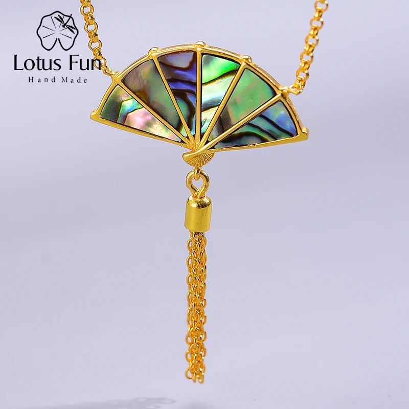 Женское ожерелье с подвеской Lotus Fun изящное дизайнерское ручного изготовления из