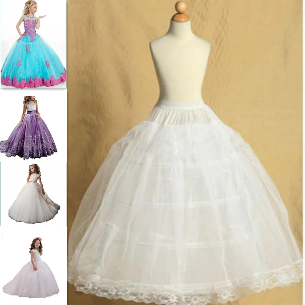 2 кольца, регулируемый размер, платье с цветочным узором для девочек Детская Нижняя юбка для маленьких детей Свадебная кринолиновая юбка, подходит для девочек от 3 до 14 лет - Цвет: A-Fit Under 6Y