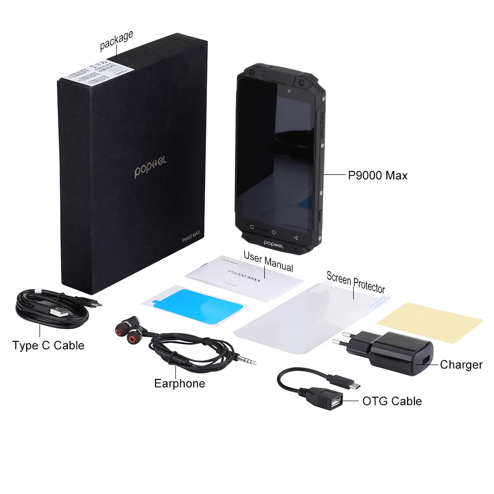 POPTEL P9000 MAX 5 &quotFHD IP68 водонепроницаемый мобильный телефон 4 Гб + 64 9000 мАч 13.0MP Android 7 0