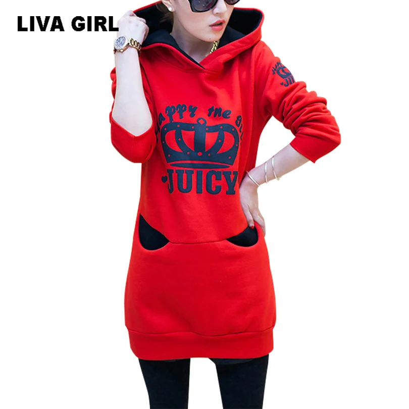 MERRY PRETTY Blue Letter Print Crop Hoodies Women Autumn