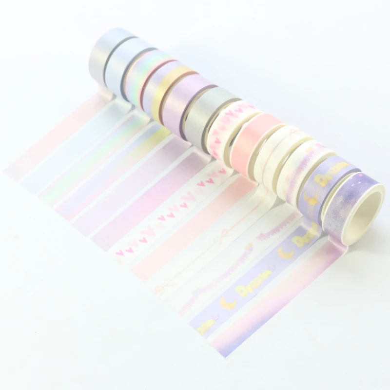 

Domikee cute watercolor colorful school paper decorative DIY masking tapes stationery, 3 rolls adhesive washi tapes scrpbooking