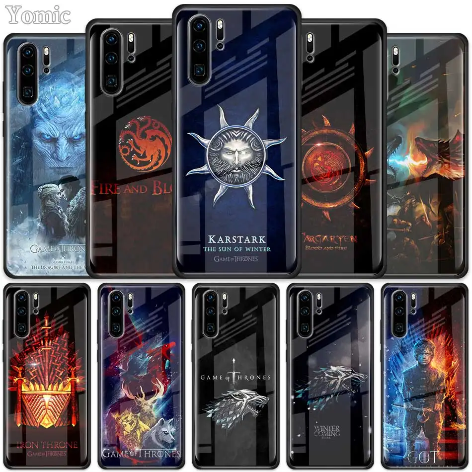 

Game Of Throne House Tempered Glass Case for Huawei P30 Pro P10 P20 P30 Lite Mate 10 20 Pro Honor 20 Pro 8X Cover Shell Coque