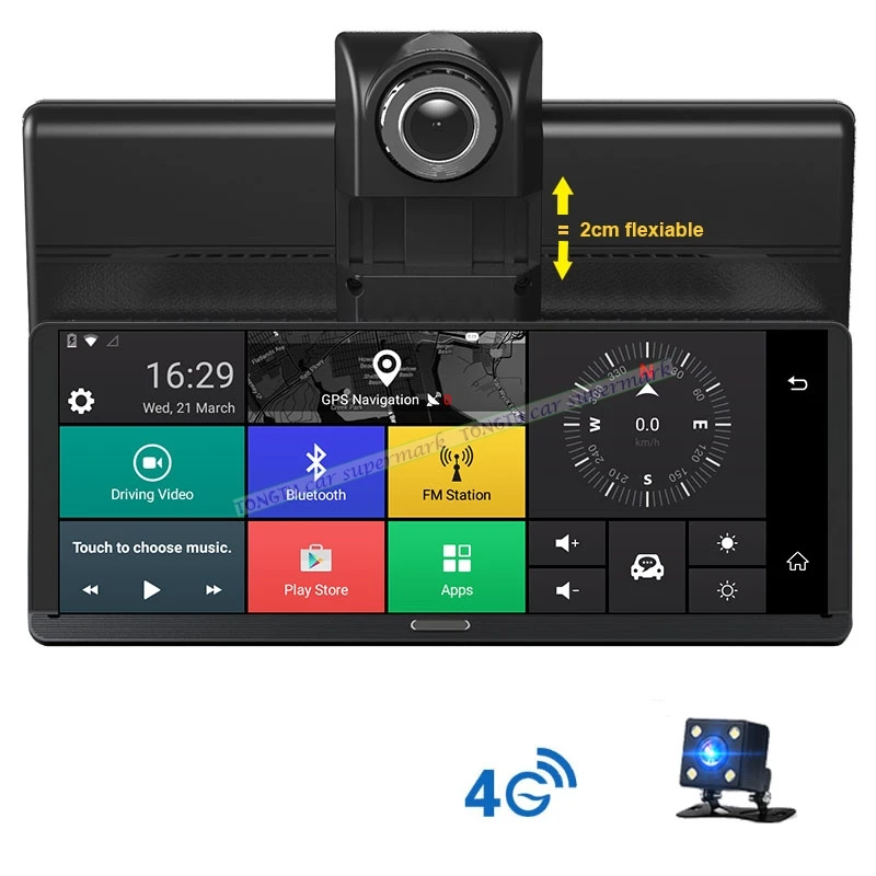 

8"Touch 4G Android wifi GPS Full HD 1080P Video Recorder Dual Lens Registrar Dash cam ROM 16GB ADAS car dvr camera