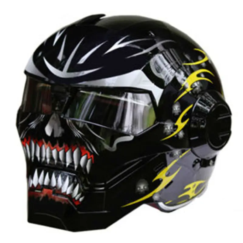 

Personalized MASEI skull Kito IRONMAN Iron Man helmet motorcycle helmet half helmet open face helmet 610 ABS Yellow Black
