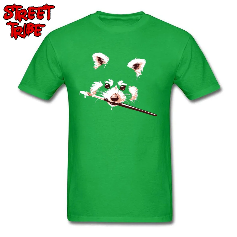 Cute Ailuridae -974 Printing Short Sleeve T Shirts Summer/Autumn Crew Neck 100% Cotton Tops Shirt for Men T Shirts Printed On Ailuridae -974 green
