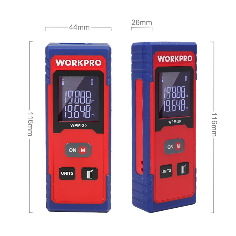 WORKPRO 20m 40m Laser Distance Meter Laser Rangefinder Digital laser range finder tape distance measurer