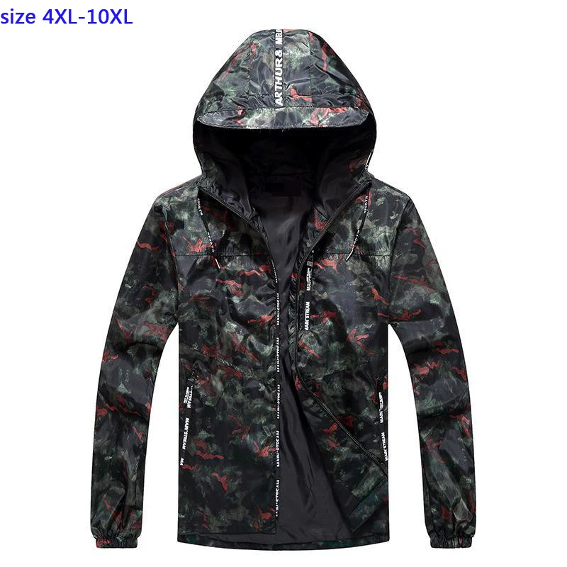 

new arrival fashion Extra Large Men Jacket Spring autumn Camouflage Coat Windbreaker Casual Print mens plus size 4XL-8XL9XL 10XL