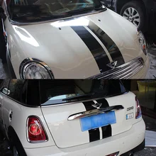Medio Líneas Paralelas Campana + Tronco Pegatinas de Coches Y Calcomanías Para BMW MINI Cooper S R56 Hatchback 2007-2014 Car Styling Accesorios