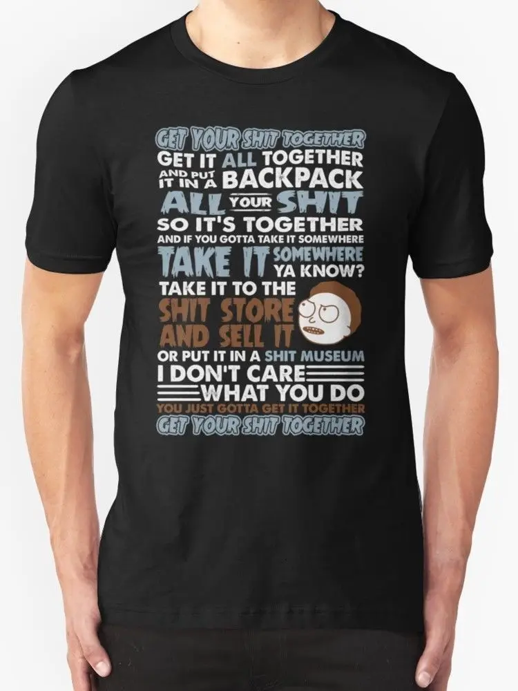 RICK AND MORTY SHIRT - GET YOU Men's Black Tees Shirt Clothing Size S M L XL 2XL Free shipping Harajuku Tops Fashion Classic