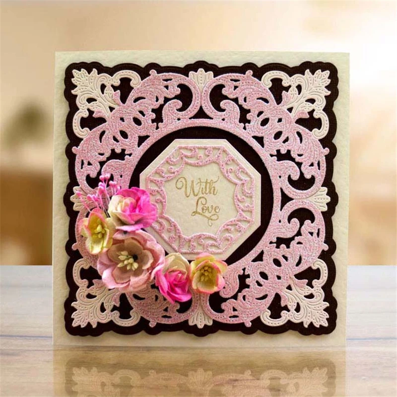 

GJCrafts Square Frame Dies Lace Background Metal Cutting Dies New 2019 for Craft Dies Scrapbooking Album Embossing Die Cut Decor