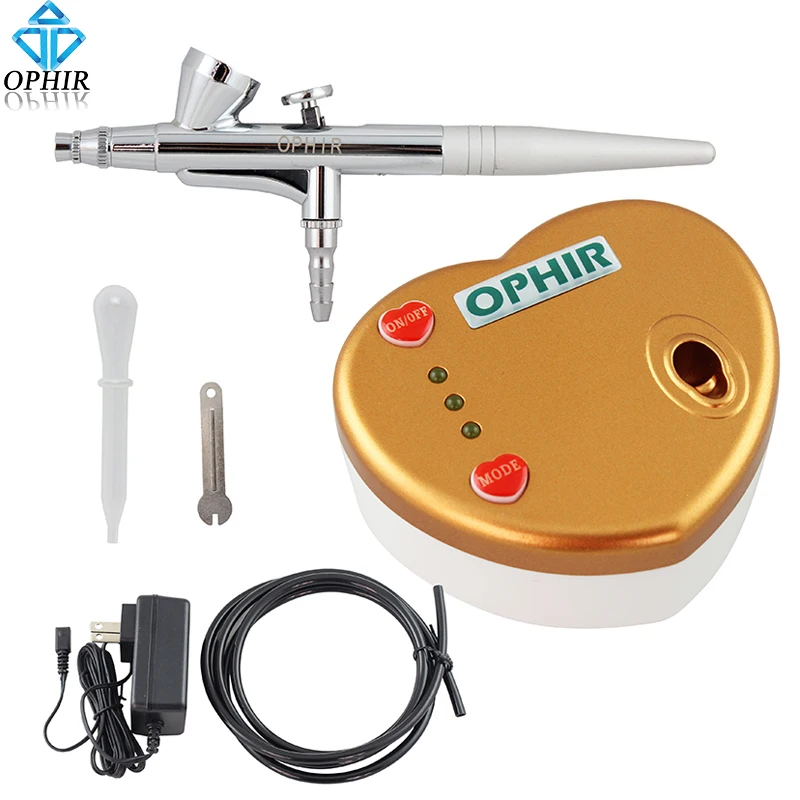 

OPHIR 0.3mm Single Action Airbrush Kit with 100-240V Mini Air Compressor for Craft Hobby Nail Art Makeup Body Paint _AC041+AC007