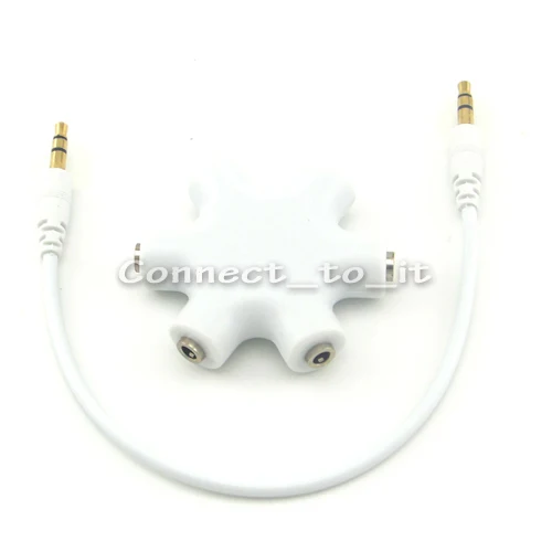 5pcsX COOL share 6 Way 3 5mm Stereo Audio Headphone Splitter Cable Headset Hub Adapter for iPod MP3 MP4 Mobile Phone DVD Player