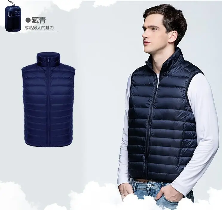 

2018 New Arrival Brand Men Sleeveless Jacket Winter Ultralight White Duck Down Vest Male Slim Vest Mens Windproof Warm Waistcoat
