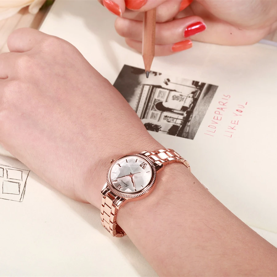KIMIO Simple Thin Dial Gear-like Bezel Rose Gold Womens Watches Top Brand Quartz Bracelet Lady Watch Women's Watches Wristwatch KIMIO Simple Thin Dial Gear-like Bezel Rose Gold Womens Watches Top Brand Quartz Bracelet Lady Watch Women's Watches Wristwatch