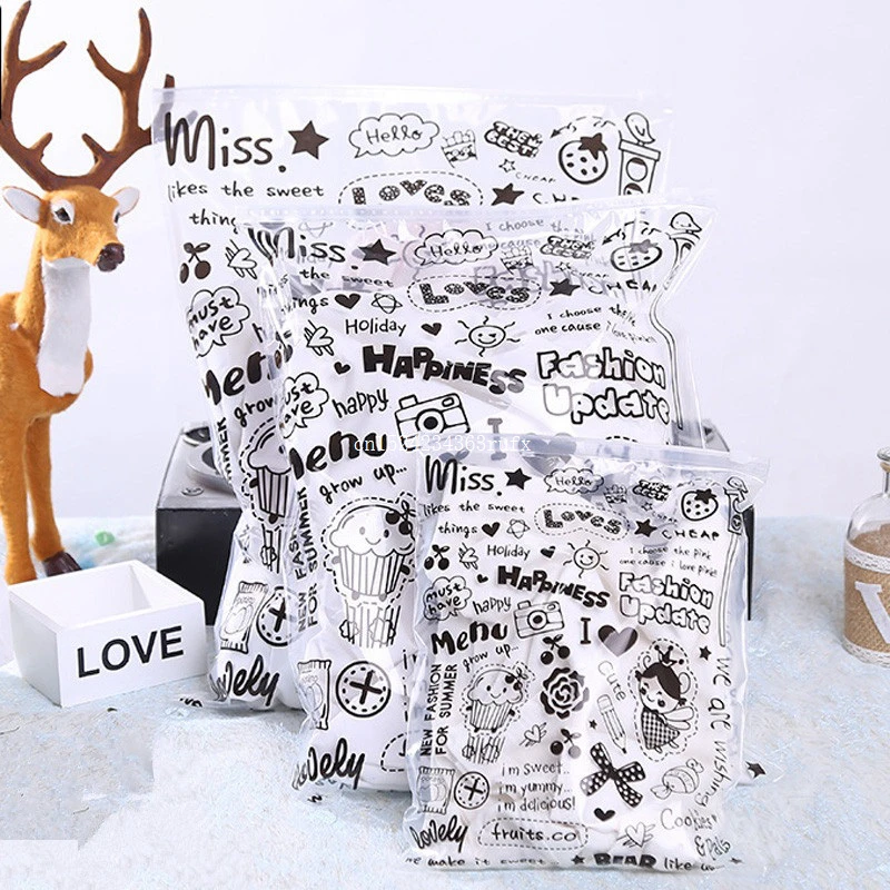 

500pcs Cartoon Clothing Storage Bag Waterproof Garment Shoe Luggage Bag Clothing Retail Bags Zip Plastic Bags