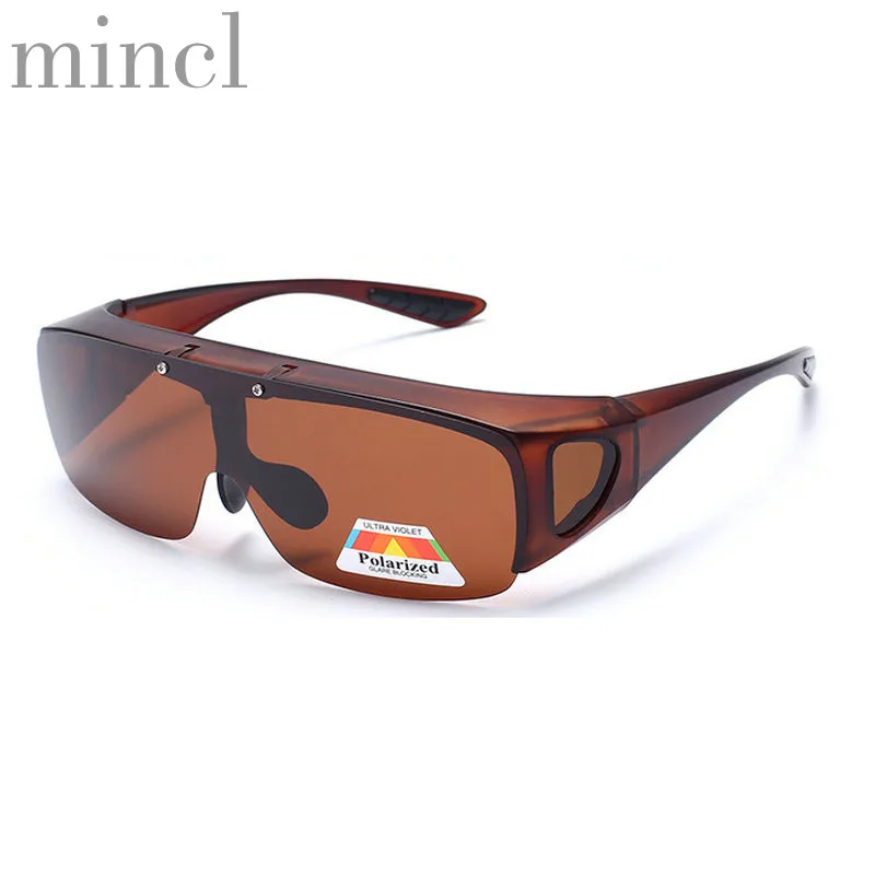 

MINCL 2019 NEW Mens Womens Wraparound Goggles Polarized Fishing Driving Glasses Flip Up Fit Over Sunglasses uv400 NX
