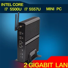 Безвентиляторный Mini PC Linux Windows 10 Intel Core i7 Бродуэлла 5557U Макс 3.4 ггц Graphique Iris 6100 HTPC 300 М Wifi 2 HDMI 4 К HD ТВ