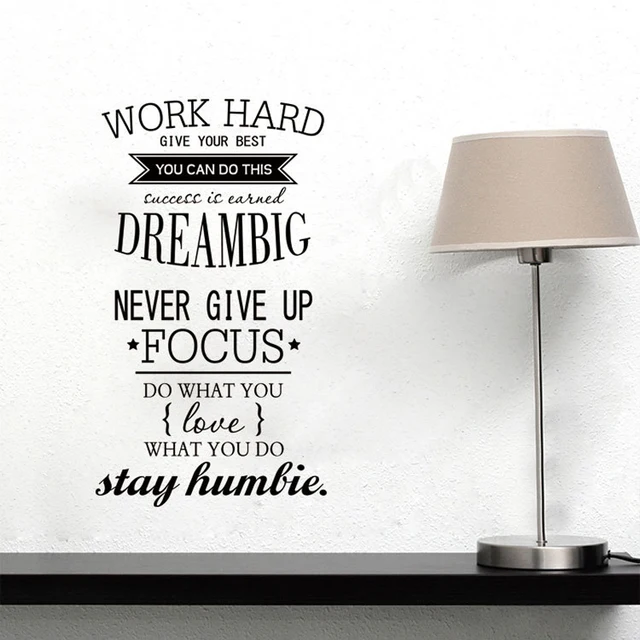 Home Decal Quotes Wall Sticker Art Decoration Work hard dream big 