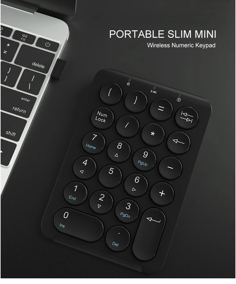 B.o.w Беспроводной цифровая клавиатура, мини-22-ключ финансовых Бухгалтерия цифровые клавиши клавиатуры для ноутбука/ПК/Surface pro, зарядка через usb