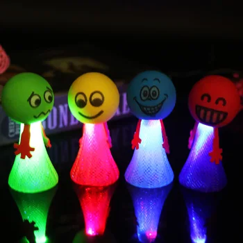 

[TOP] 8pcs/set Flashing LED Light Up Toys Bouncing spring elf Evening Elf Jumper Funny Multi face doll kids luminous funny toys
