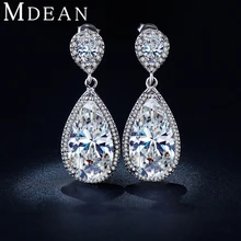 MDEAN Oro Blanco Plateado Cuelga Los Pendientes para las mujeres pendientes de gota de la boda de compromiso CZ diamond Joyería boucle d’oreille MSE040