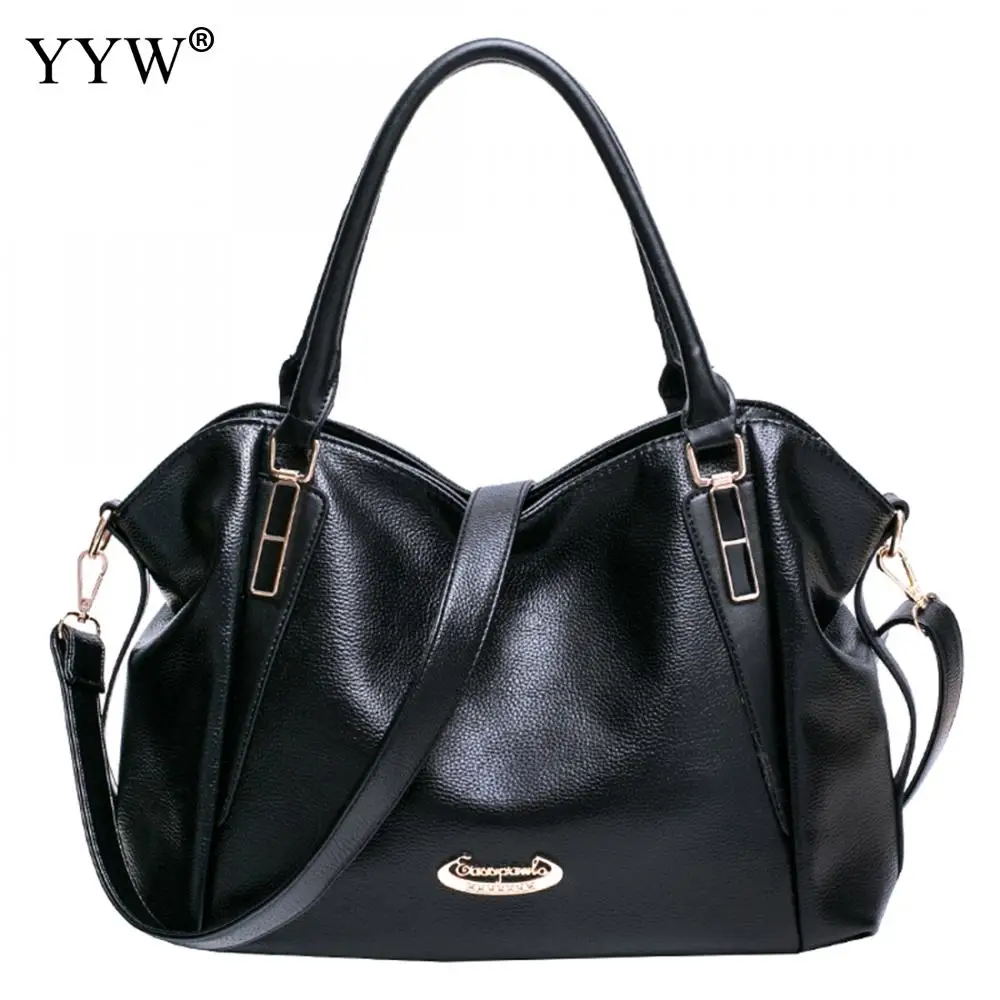 

YYW New Trend Pu Leather Shoulder Bag Large Capacity Middle-Aged Ladies Bag Shoulder Messenger Bag Handbag Black Blue