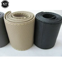 38 см DIY чехлы на руль мягкая кожаная оплетка на руль автомобиля с иглой и резьбой аксессуары для интерьера