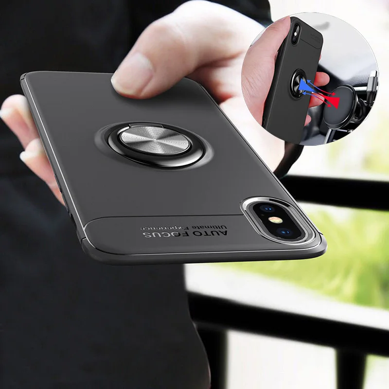

Magnetic Suction Bracket Ring Silicone Anti Shock Phone Stand Case For iPhone X XS Max XR Phone Case For iPhone 8 7 6 6S Plus