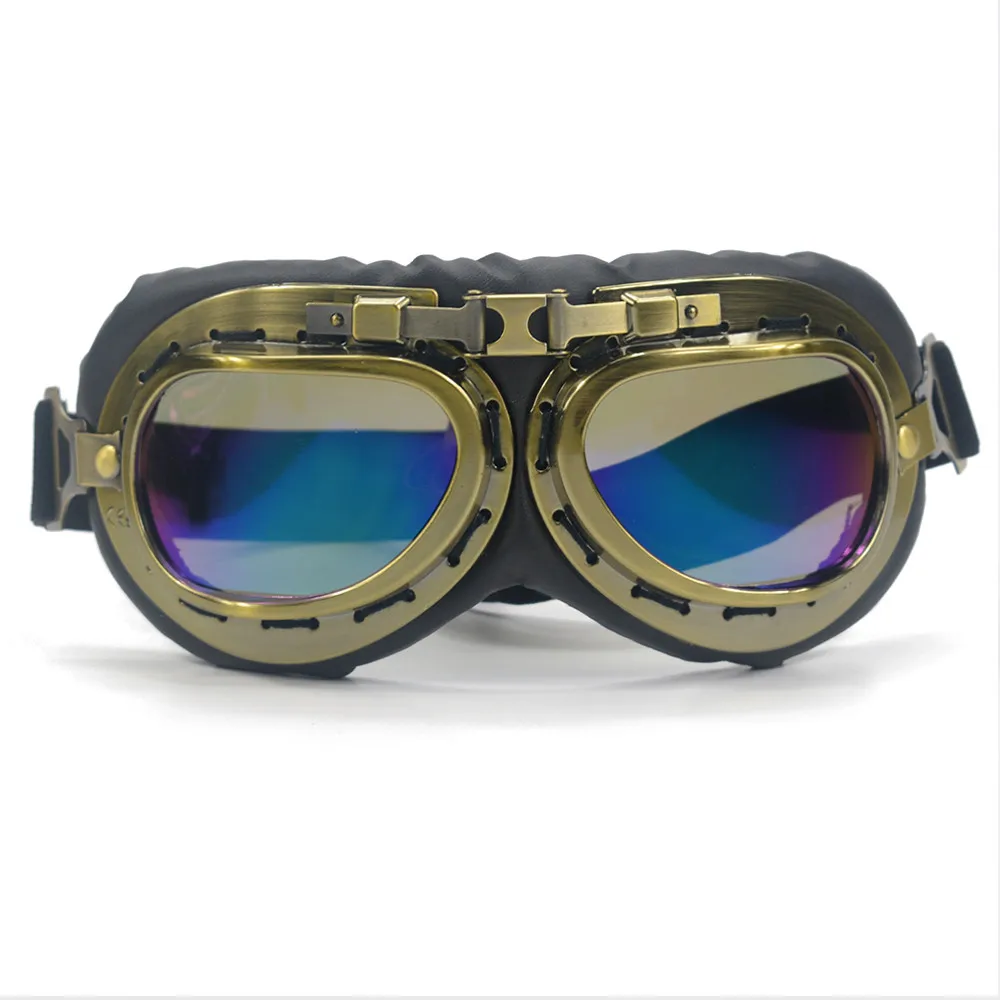 

Retro Motorcycle Goggles Glasses Vintage Moto Classic Goggles for Harley Pilot Steampunk ATV Bike Copper Helmet
