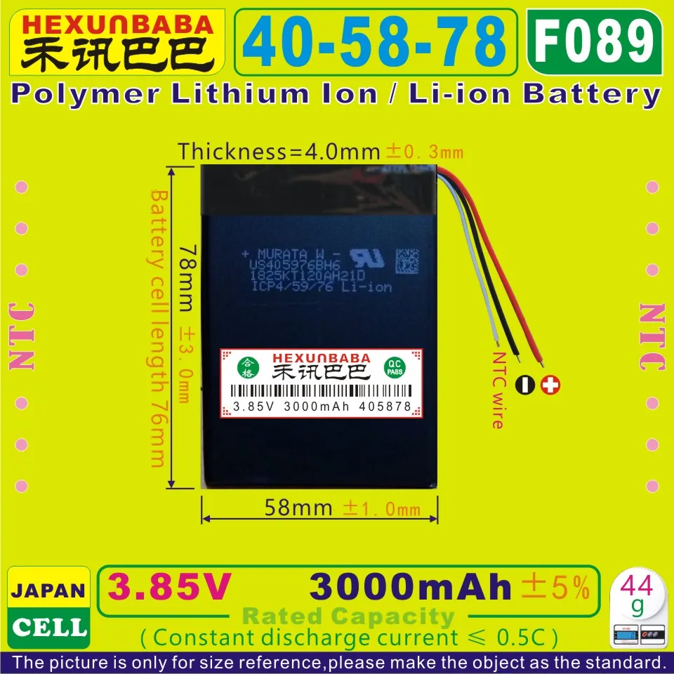 [F089] 3,85 В, 3,8 в, 3,7 в 3000 мАч [405878] полимерный литий-ионный/литий-ионный аккумулятор для планшетных ПК, power bank; сотовый телефон(SONY CELL