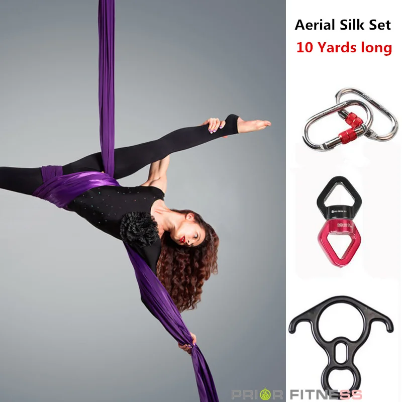 Prior Fitness 10yards 9.2m Yoga Aerial Silks Set For Acrobatic Flying Dance Swings Yoga Swing Inversion Fly Air Therapy