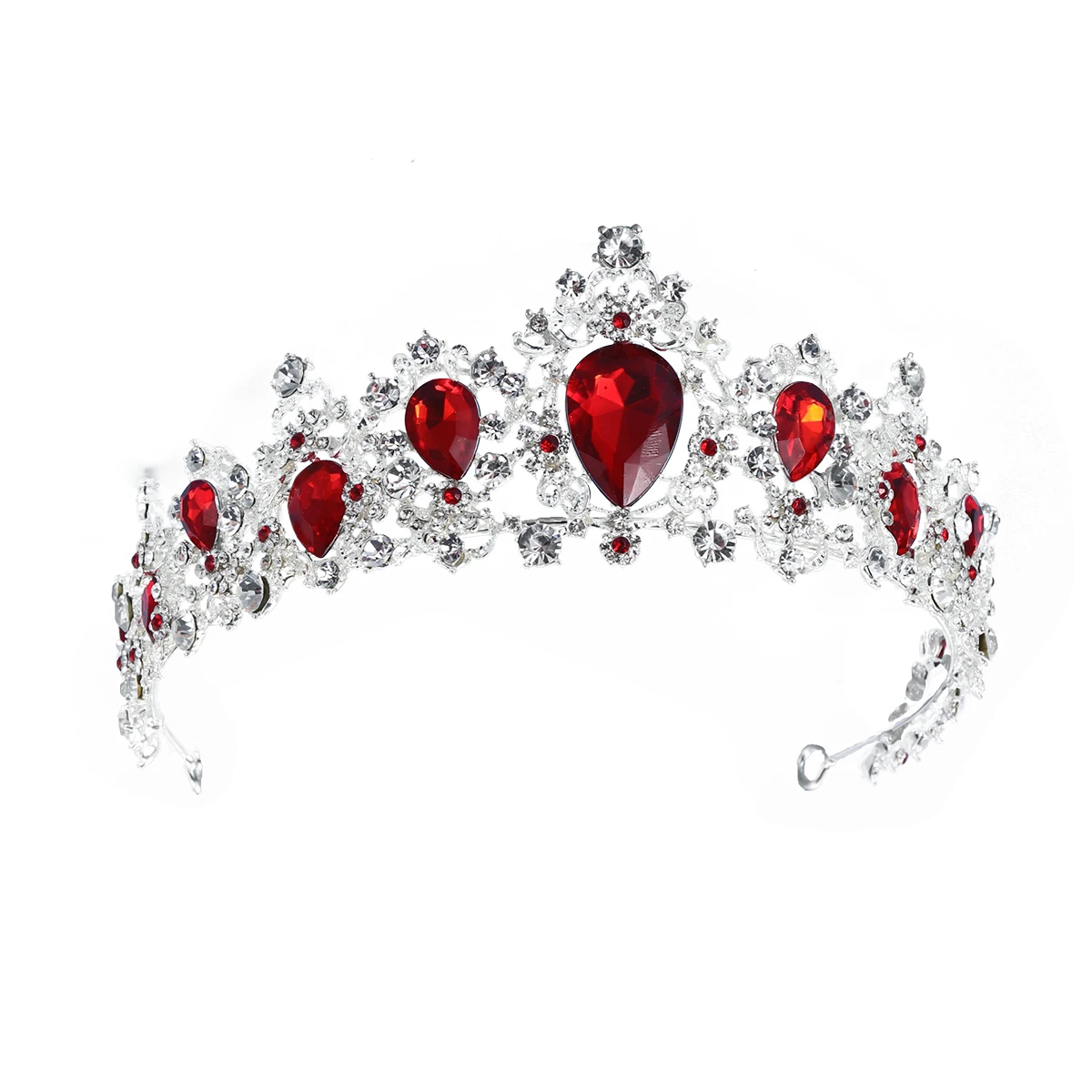Королевская Хрустальная тиара свадебная корона принцесса головные уборы Свадебные аксессуары для волос(серебряная основа, красный