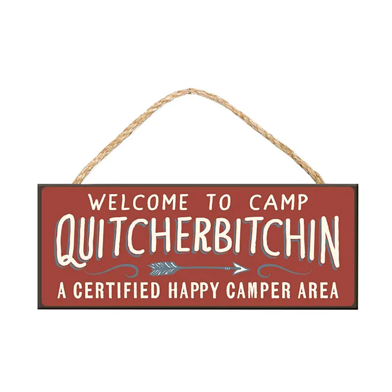 

5x10inch Wooden Hanging Wooden Welcome to Camp Sign Hanging Vintage Home Decor wooden plaque Hanging Accessories