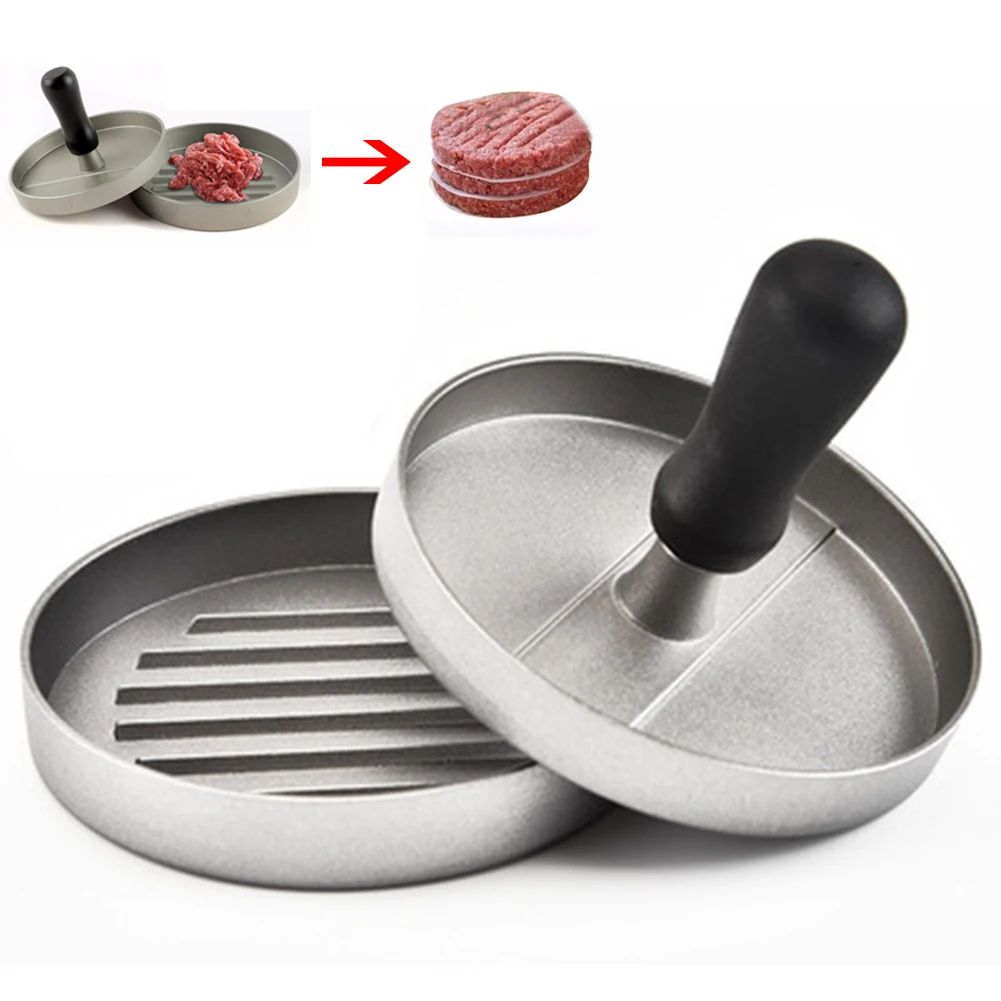 1 Set 11.7* 9cm Round Shape Hamburger Press Aluminum Alloy Hamburger Meat Beef Grill Burger Press Patty Maker Mold Hot Sale