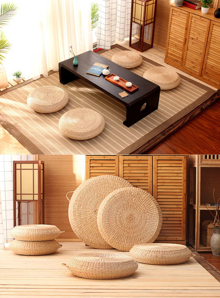 HOT SALE Tatami Cushion Round Straw Weave Handmade Pillow Floor Japanese Style Yoga Chair Sofa Adult Child Home Seat Mat 40/45cm