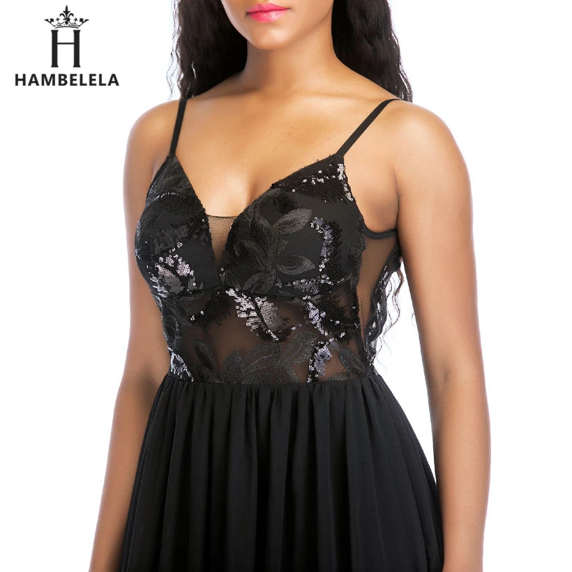 HAMBELELA Elegant Long Dress Sequined Top Party Dresses Women Sexy V Neck Spaghetti Straps Evening Vestidos Female Maxi Dresses (9)