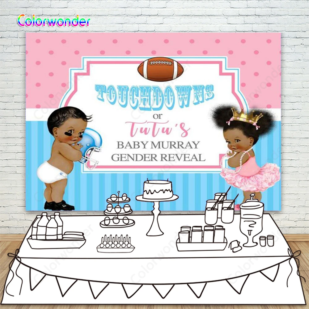 Fondo De Fotografia Touchdown O Tutus Baby Shower Genero Revela Fondo Rosa Lunares Azul Tiras Baby Shower Telon De Fondo Fondo Aliexpress