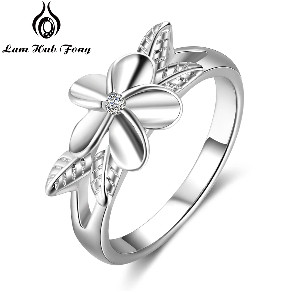 

Elegant Flower & Leaf Silver Color Rings for Women Fashion Female Finger Ring Size 6 7 8 Wedding Jewelry Gift (Lam Hub Fong)