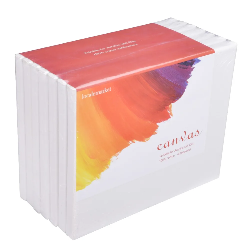 Localemarket 100 Pure Cotton 6 Pcs 20X25cm Stretched Painting Canvas