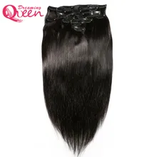 Dreaming Queen Hair Straight Hair Clips In Human Hair Eextensions 120g 7pcs/Set 1 Bundles Clips Ins Brazilian Remy Hair